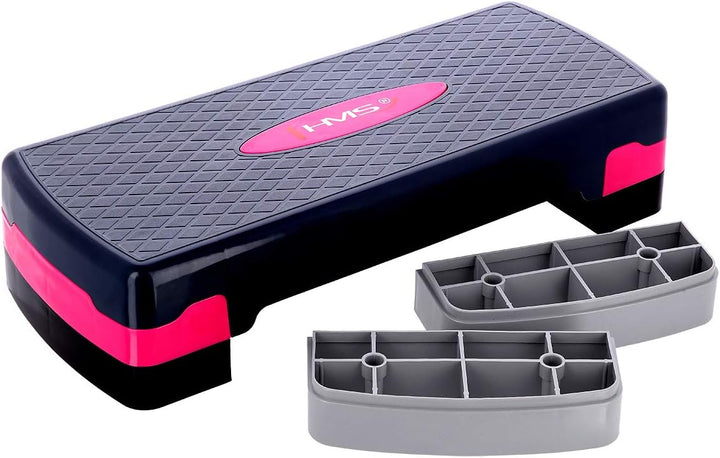 HMS Steppbrett Crossfit Fitness Stepper 3-Stufen Stepper Step-Bench - Rosa-grau - AS002