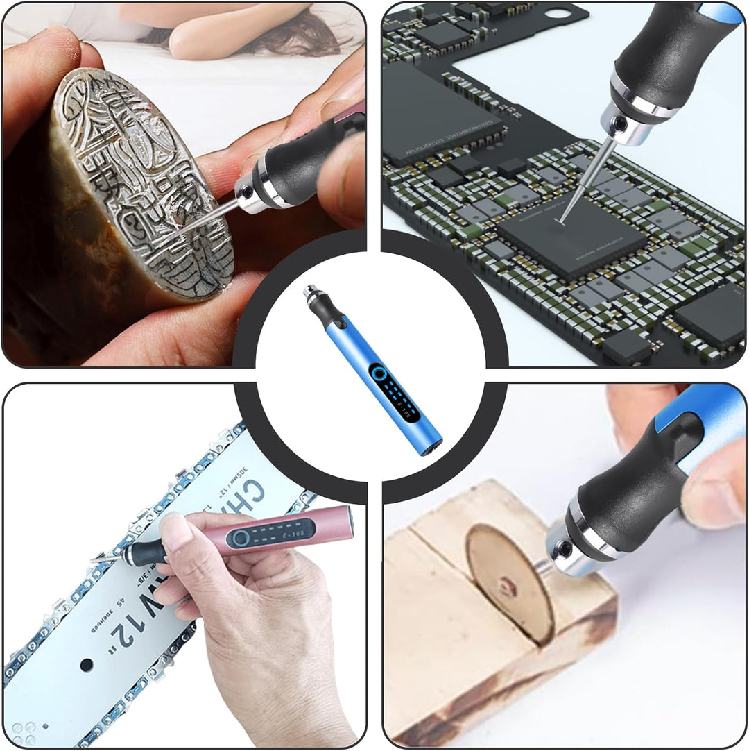 Elektrisch Handbohrer mit 10 Bohrer, 3-Gang DIY Mini Bohrstift Wiederaufladbare Bohrmaschine Bohrer