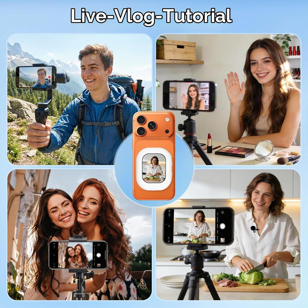 Handy Selfie Monitor für iPhone &amp; Android, 2,01" Smartphone Rückkamera Magnetisch Vlog Bildschirm mi