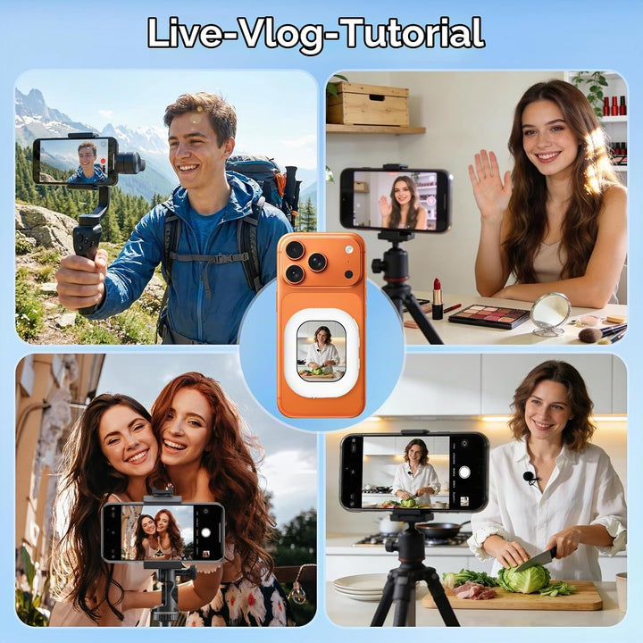 Handy Selfie Monitor für iPhone &amp; Android, 2,01" Smartphone Rückkamera Magnetisch Vlog Bildschirm mi