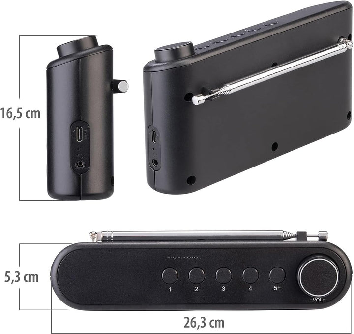 VR-Radio DAB+ Radios: Mobiles Akku-Digitalradio mit DAB+/FM, Farbdisplay, Bluetooth 5.3, 6 W (Mobile