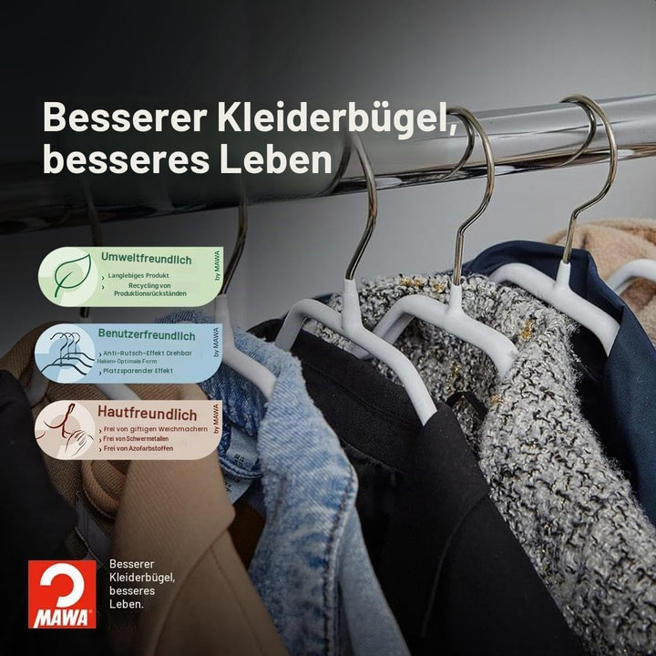 MAWA Kleiderbügel, Set mit 10 körpergeformten Metallkleiderbügeln, ideal für Mäntel, Jacken, Blazer