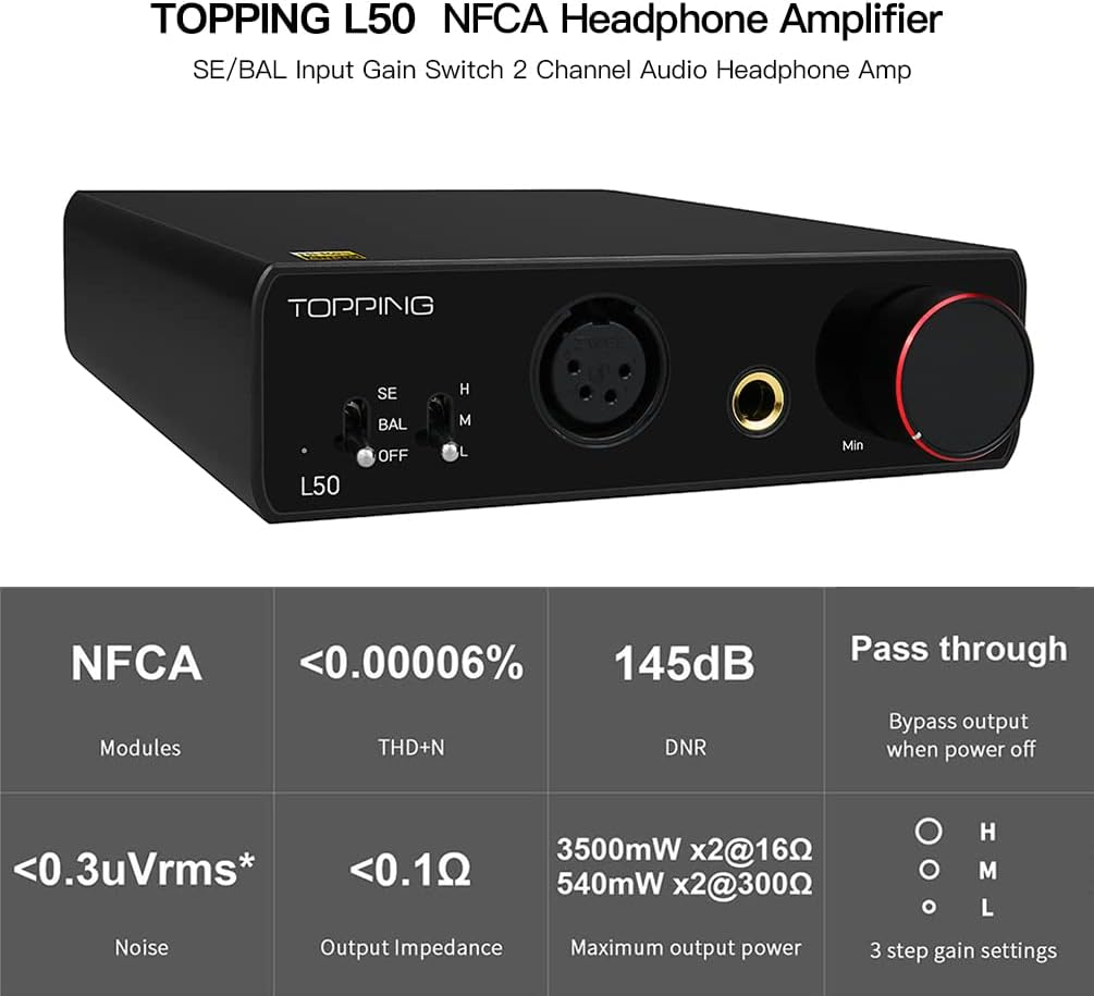 Topping L50 HiFi-Kopfhörerverstärker NFCA SE/BAL-Eingang Home Audio-Verstärker Mini-Verstärker Verst