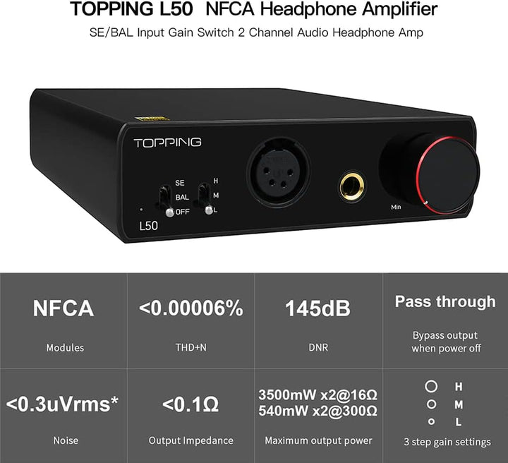 Topping L50 HiFi-Kopfhörerverstärker NFCA SE/BAL-Eingang Home Audio-Verstärker Mini-Verstärker Verst