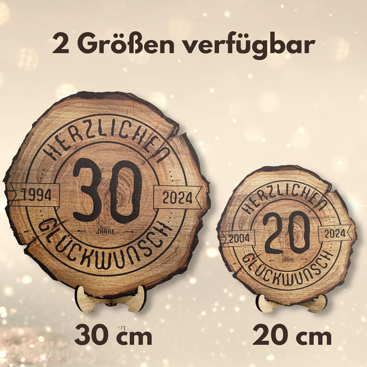 Baumscheibe mit Gravur für 80. Geburtstag – Geburtstags Geschenk aus Holz – Hochwertige Holz Geschen