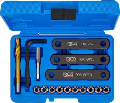 BGS 148 | Reparatur-Satz für Bremsgewinde | 16-tlg. | M9 x 1,25 mm | Bremssattel | Führungsbolzen, R