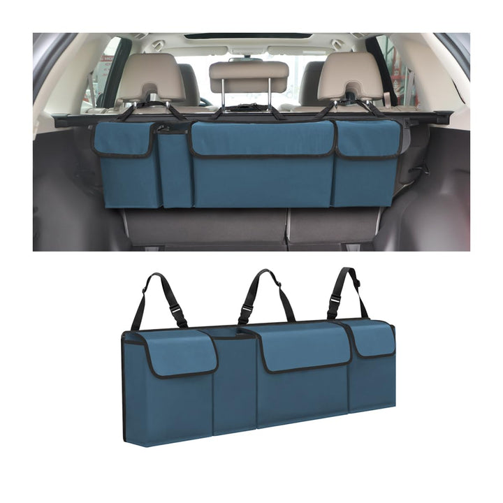 Mehrere Fächer Auto Organizer Kofferraum, Wasserdicht, Oxford-Stoff, Blau, Blau