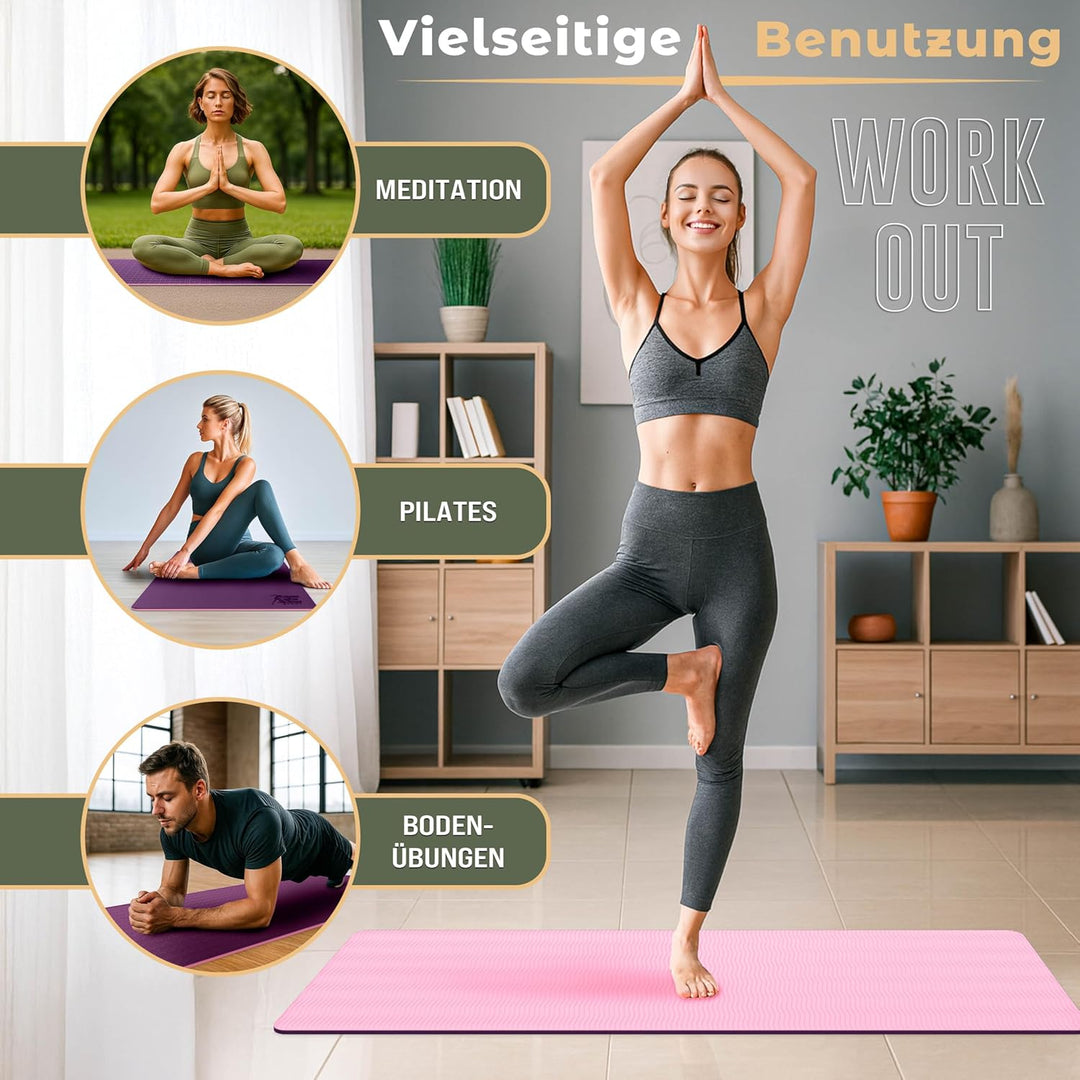 RE:SPORT Yogamatte Phthalatfrei | Gymnastikmatte rutschfest | Fitnessmatte schadstofffrei | Training