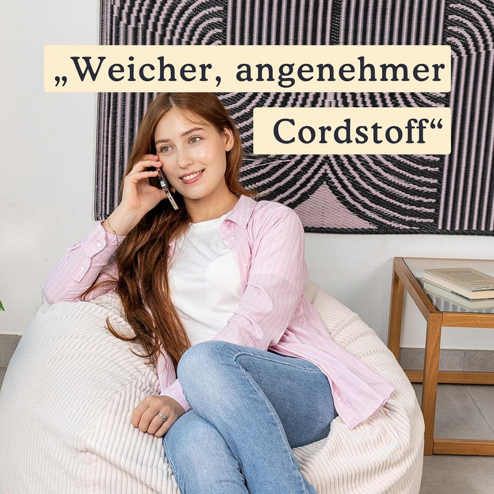 bananair - Sitzsack Cord für Kinder, Weich & Bequem, Maschinenwaschbarer Bezug, Gaming Sitzsack mit