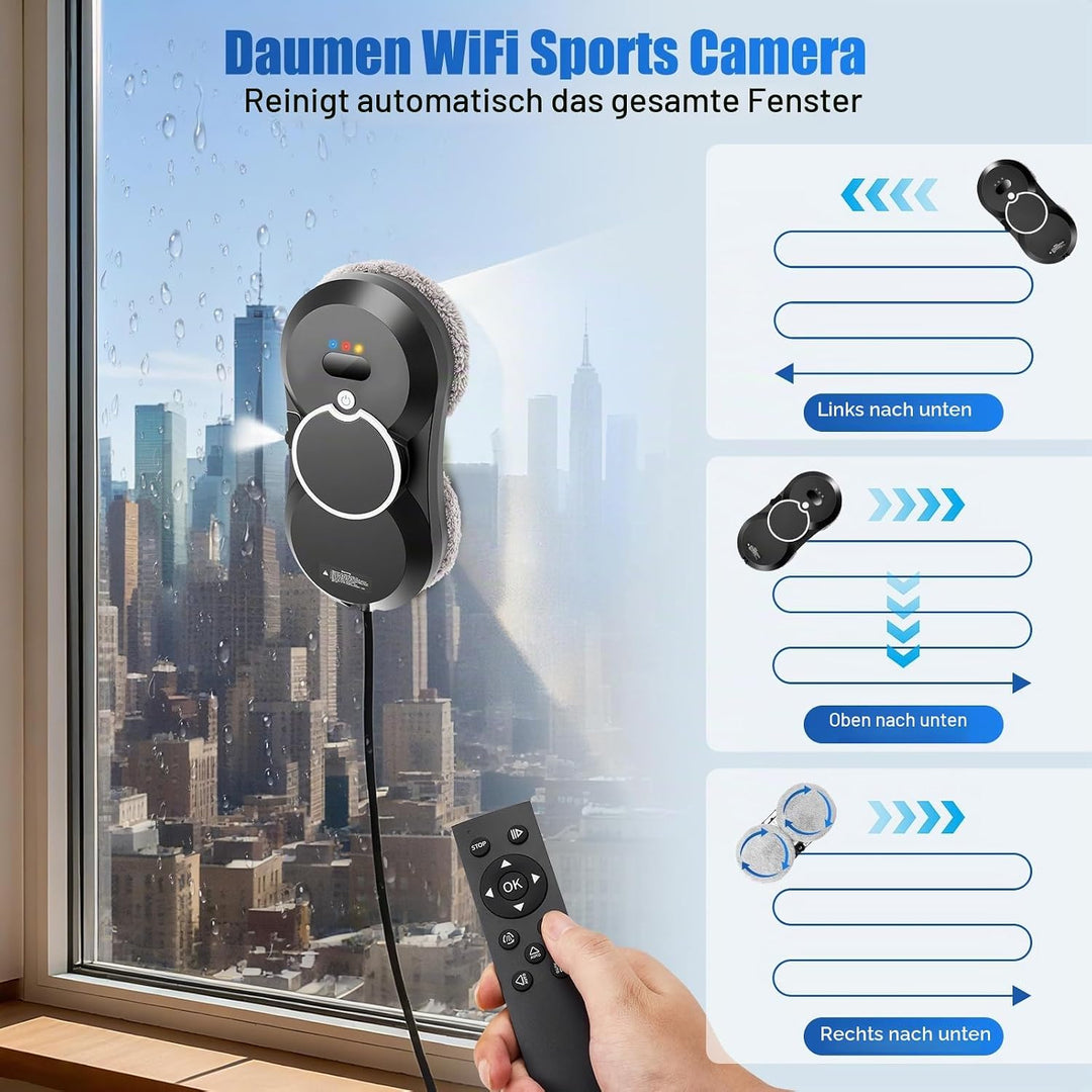 Fensterputzroboter,5600pa Fensterroboter,Elektrischer Fensterreiniger Mit Sprühwasser,3 Reinigungsmo