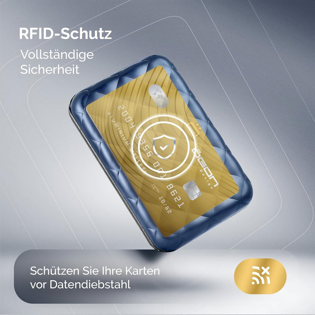 ÖGON Smart Wallets - Aluminium Geldbörse Quilted Button für Damen - RFID-Schutz - Bis zu 10 Karten u