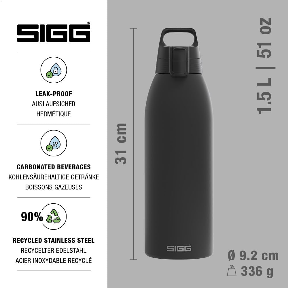 SIGG - Isolierte Trinkflasche - Thermosflasche Shield Therm One Black - kohlensäurehaltige Getränke
