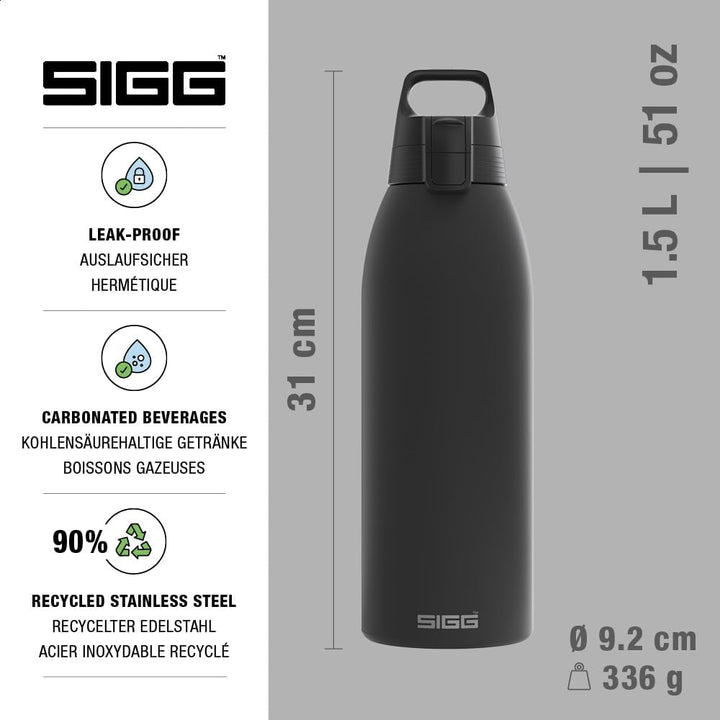 SIGG - Isolierte Trinkflasche - Thermosflasche Shield Therm One Black - kohlensäurehaltige Getränke