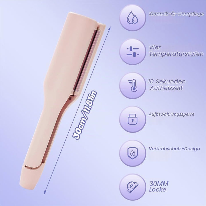 Welleneisen für Haare 32mm Mit 4 Einstellbarer Temperatur, Lockenstab für Beach Waves und Französisc