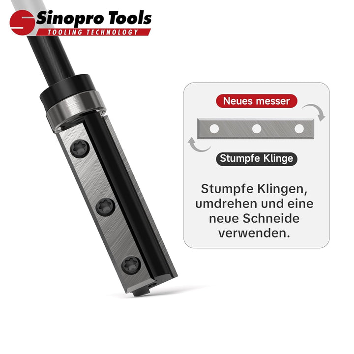 Sinoprotools Wendeplatten Bündigfräser HW – 8 mm Schaft, 16 mm Schneidendurchmesser, 50 mm Schneiden