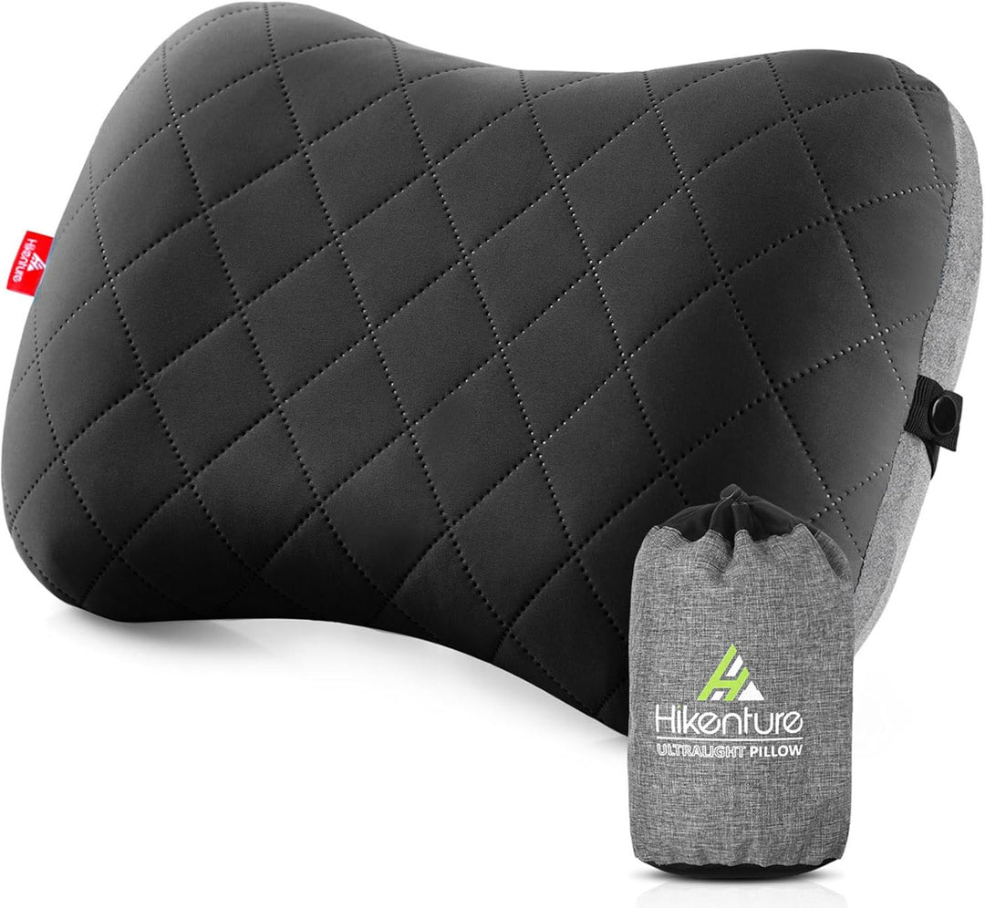 HIKENTURE Aufblasbares Camping/Reise Kissen mit Abziehbarem Kissenbezug, Ergonomisches Kopfkissen, K