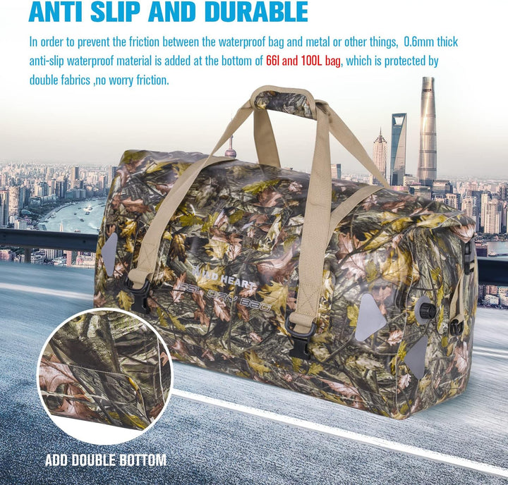 WILD HEART wasserdichte Reisetasche, 40 l 66 l, 100 l, mit verschweissten Nähten, Schultergurten, Ne