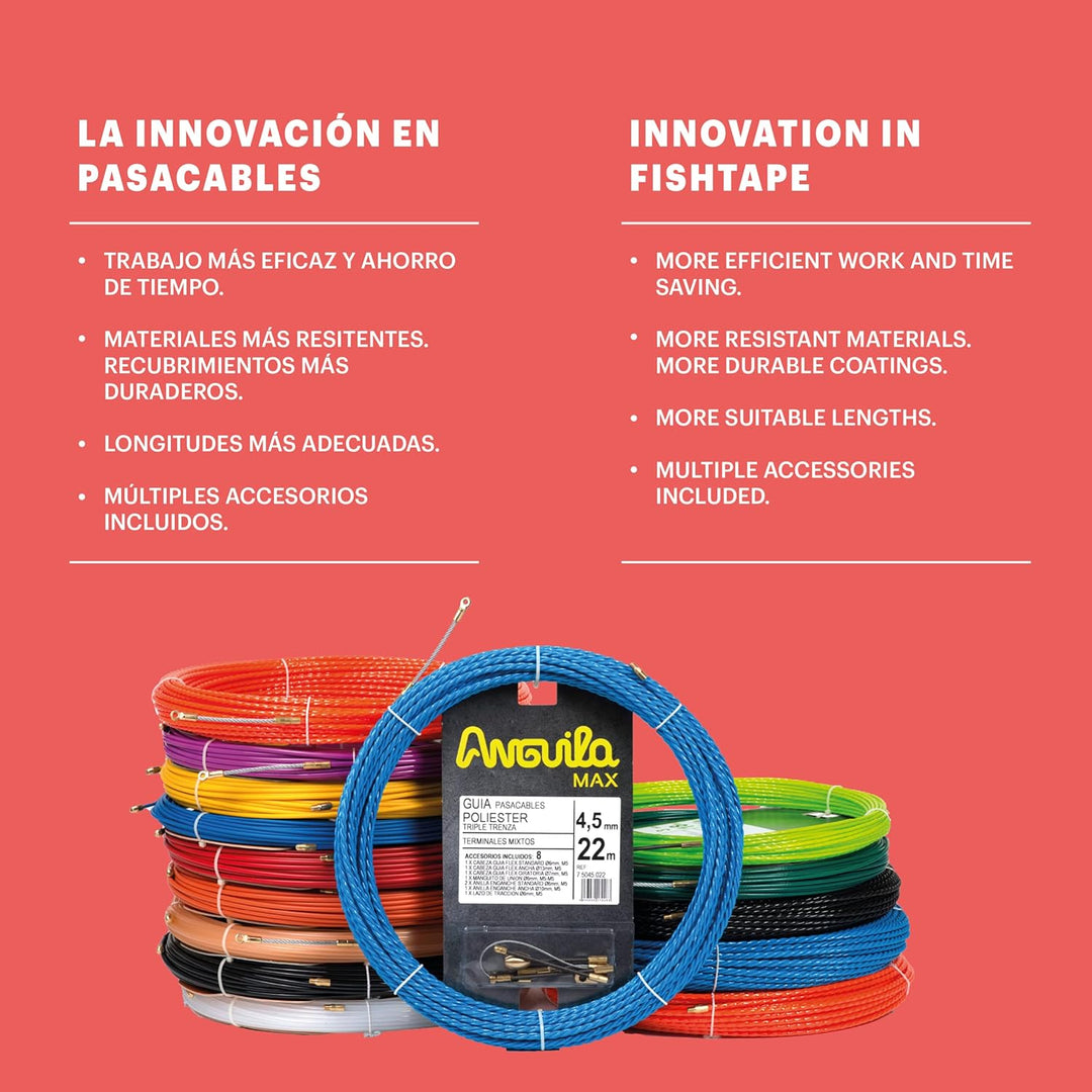 Anguila | Kabeleinführung | Auswechselbare Klemmen | Stahl + Propylenband | Farbe Rot | Durchmesser