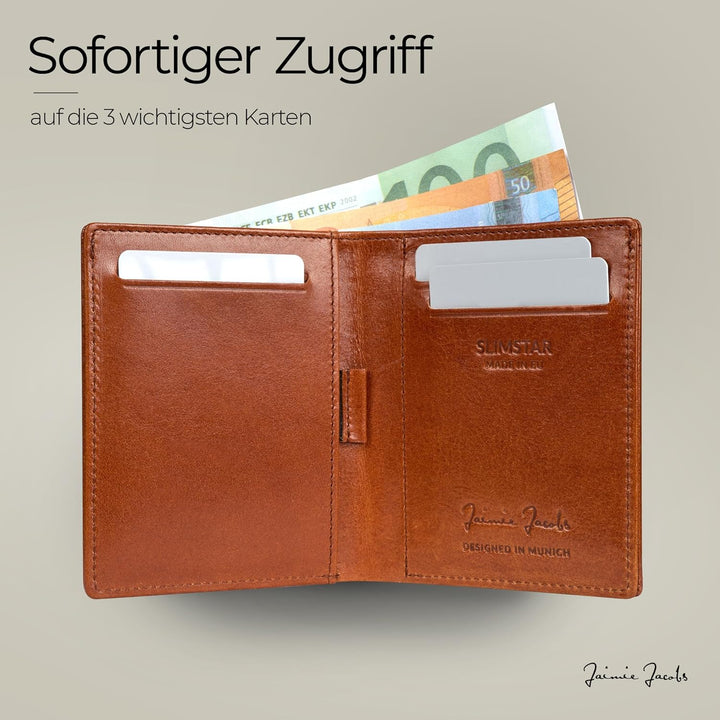 JAIMIE JACOBS SLIMSTAR mit grossem Münzfach dünne Geldbörse Leder Slim Wallet Hochformat Geldbeutel
