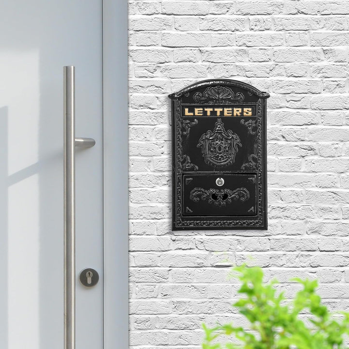 Relaxdays Briefkasten Vintage, verzierter Postkasten, HxBxT: 42 x 28 x 10 cm, A4 Briefschlitz, 2 Sch