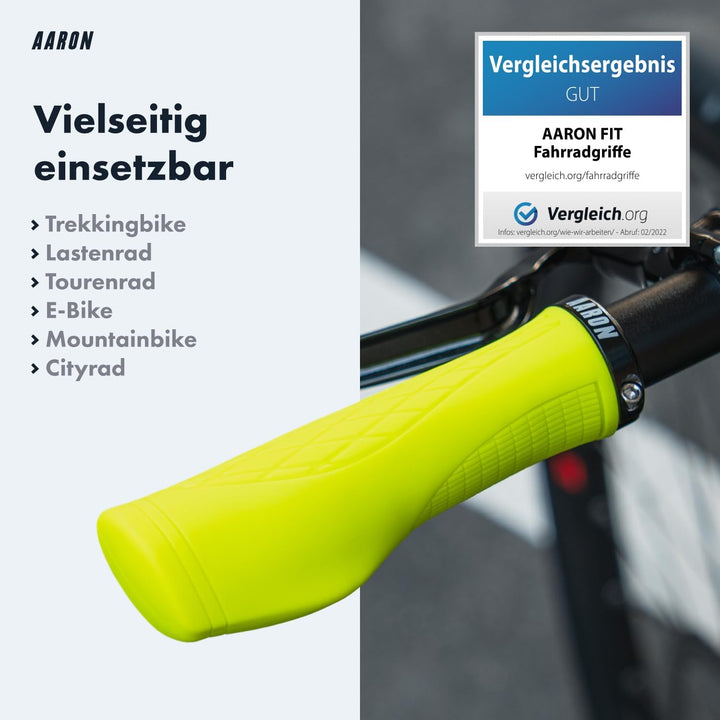 AARON Fit Fahrradgriffe mit dämpfender Auflagefläche - ergonomische Lenkergriffe aus rutschfestem Gu