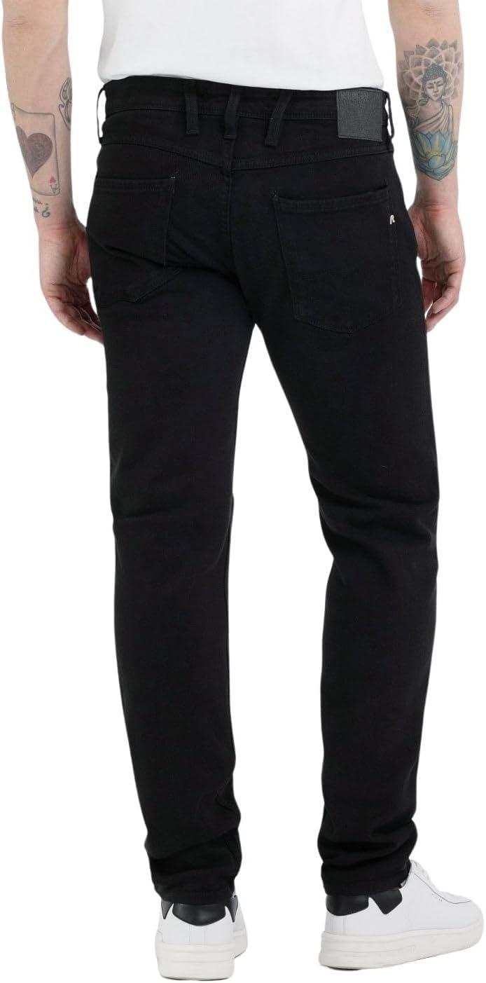 Replay Herren Jeans Anbass Slim-Fit mit Power Stretch 28W / 32L Black 098, 28W / 32L Black 098