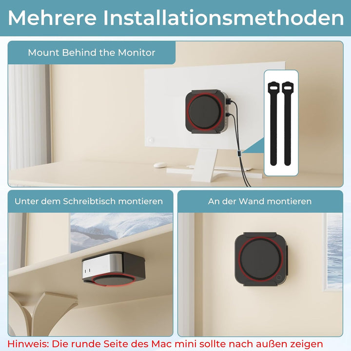 Metall Halterung Kompatibel mit Mac Mini M4/ M4 Pro 2024 Wand/ VESA/ Untertisch Halterung für Mac Mi
