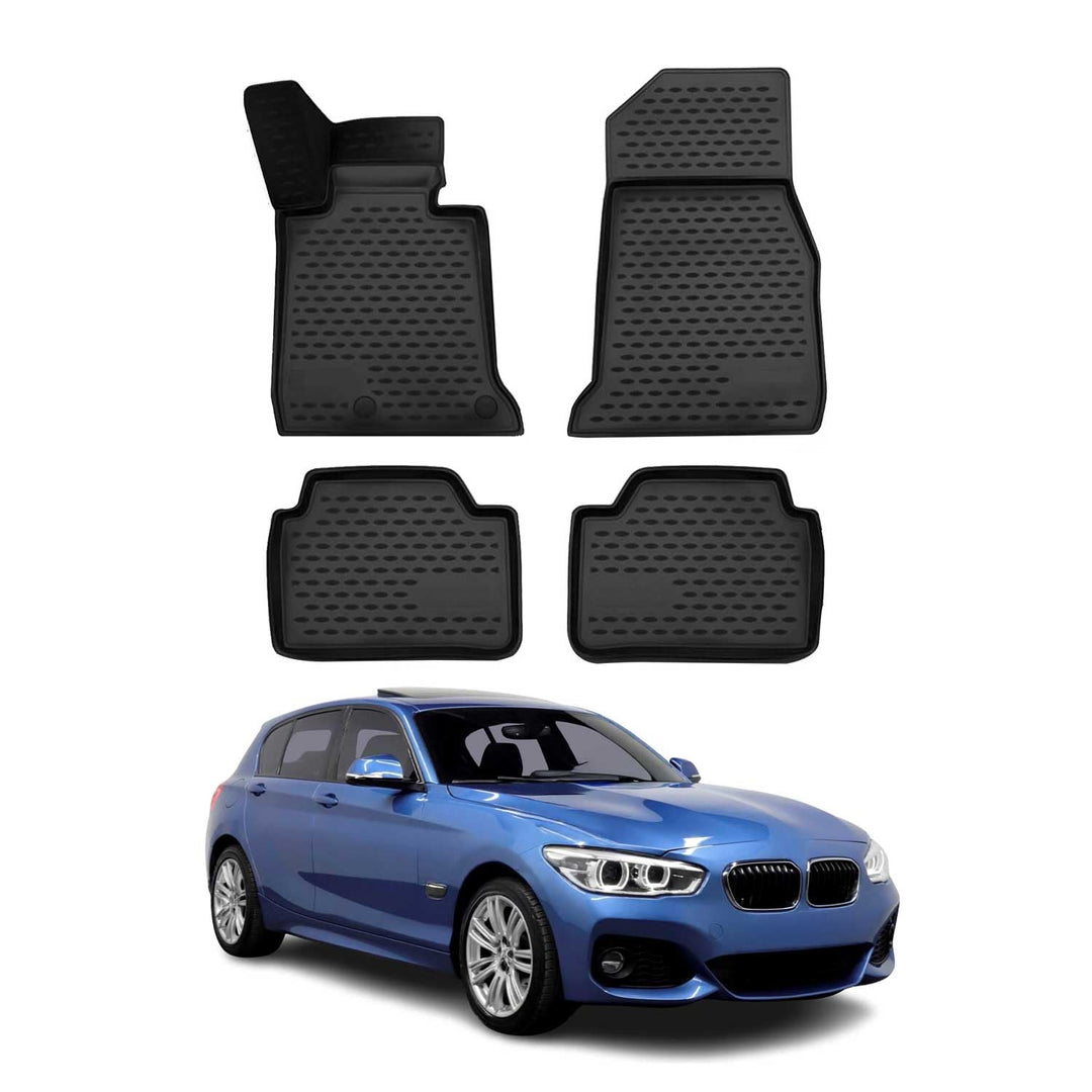 OMAC Gummimatten Fussmatten kompatibel mit BMW 1er F20 5tür 2011-2019 TPE Matten Schwarz 4X BMW 1er