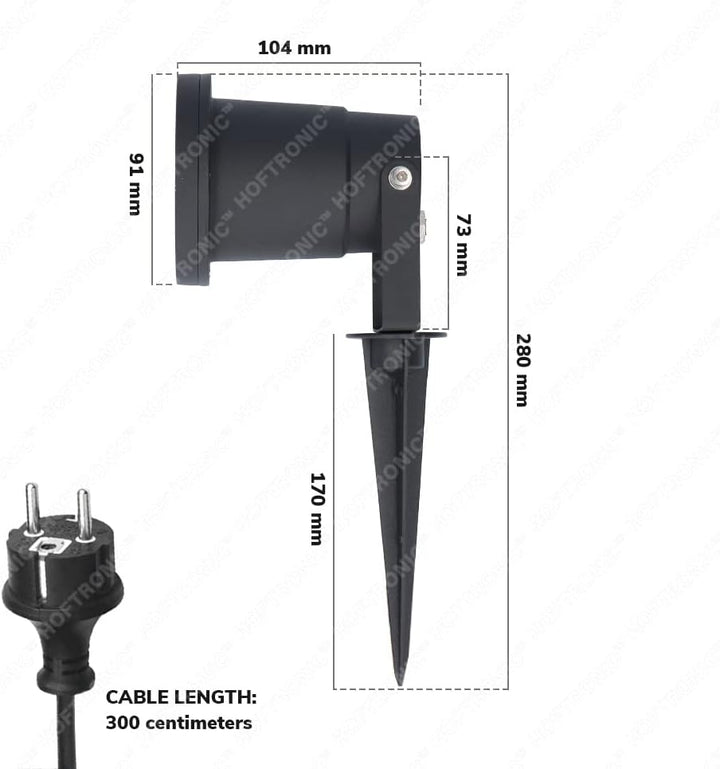 HOFTRONIC 9er Set Sydney - GU10 LED Strahler mit Erdspiess - 1,5M kabel mit Stecker - 4W 450lm - Alu