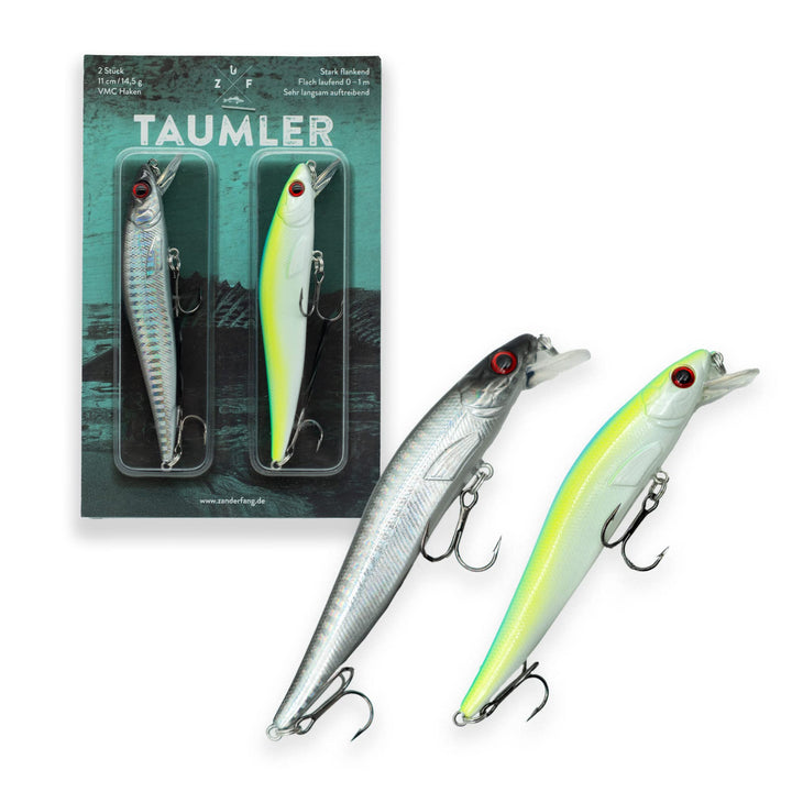Zanderfang Zander Wobbler Set – Kunstköder TAUMLER flachlaufend – Angelköder 11cm in 14,5g – Zanderw