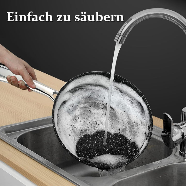 Topfset,Scheffler Topfset Induktion 15-teilig, Induktions Töpfe Set, Töpfe mit Glasdeckel, Kochtopf-