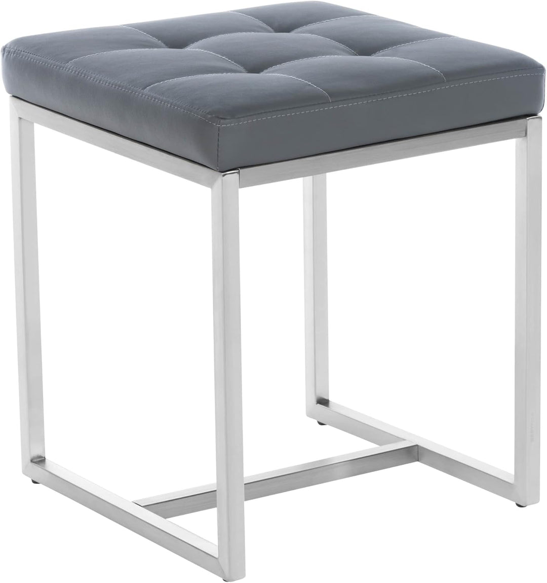 CLP 2er Set Edelstahl-Sitzhocker Barci Kunstleder I Moderne Hocker Mit Hochwertiger Polsterung Und B