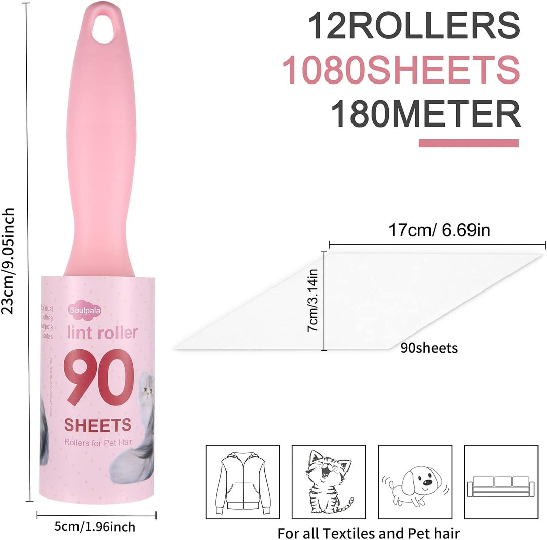 Soulpala Fusselrolle [2 Handgriff + 12 Rollen Ersatz] Haustier Fusselbürste Fusselrolle Tierhaare Ti
