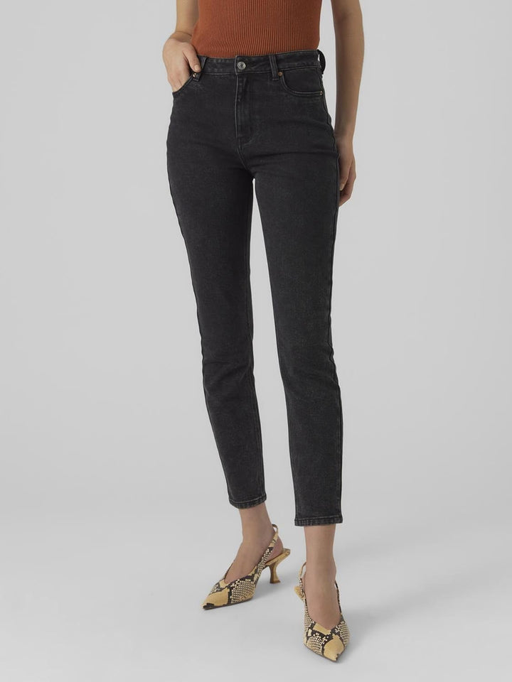 Vero Moda Female Straight-Fit VMBRENDA Hohe Taille Hohe Taille Jeans 27W / 32L Black Denim, 27W / 32