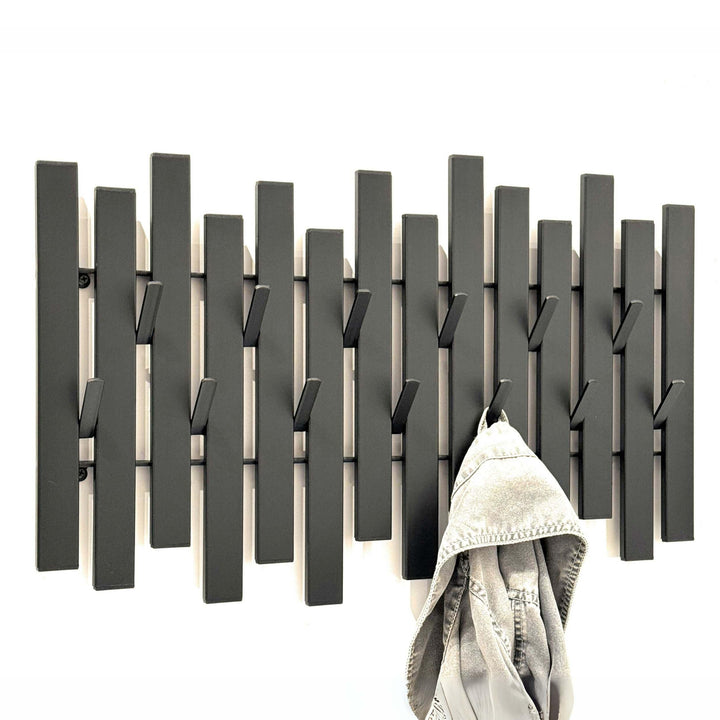 DanDiBo Wandgarderobe Schwarz Metall Modern 96637 Garderobe Wand mit Haken Garderobenleiste Hakenlei