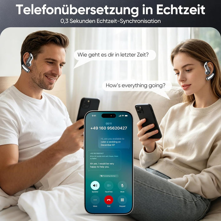 Ki Übersetzer Kopfhörer 2.41 in Touchscreen,4-in-1 übersetzungskopfhörer in echtzeit für 150 Sprache