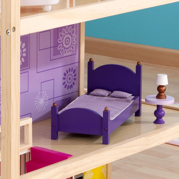 KidKraft Puppenhaus So Chic aus Holz mit Möbeln und Zubehör für 30 cm Puppen, Spielset für 360 Grad