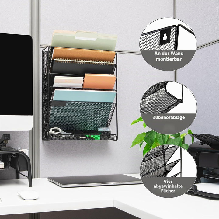 Mind Reader Stacked Dokumentenhalter zur Wandmontage, Papierablage, Aktenablage, Büro-Organizer, 6 F