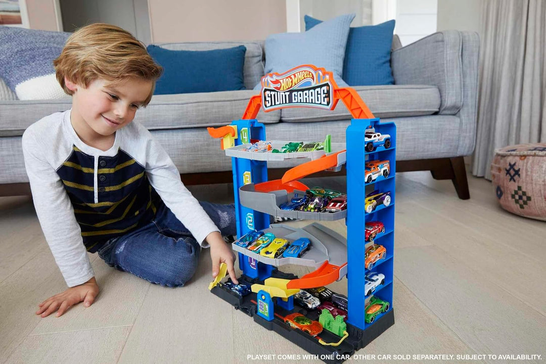 Hot Wheels GNL70 City Stunt Garage-Spielset, Geschenk für Kinder von 3 bis 8 Jahren, mit Aufzug zu d