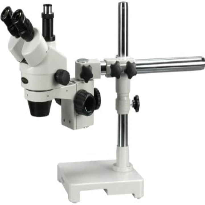 AmScope SM-3TZ Trinokulares Stereo Zoom Mikroskop auf Einarmigem Auslegerständer, 3.5X-90X, Weiss