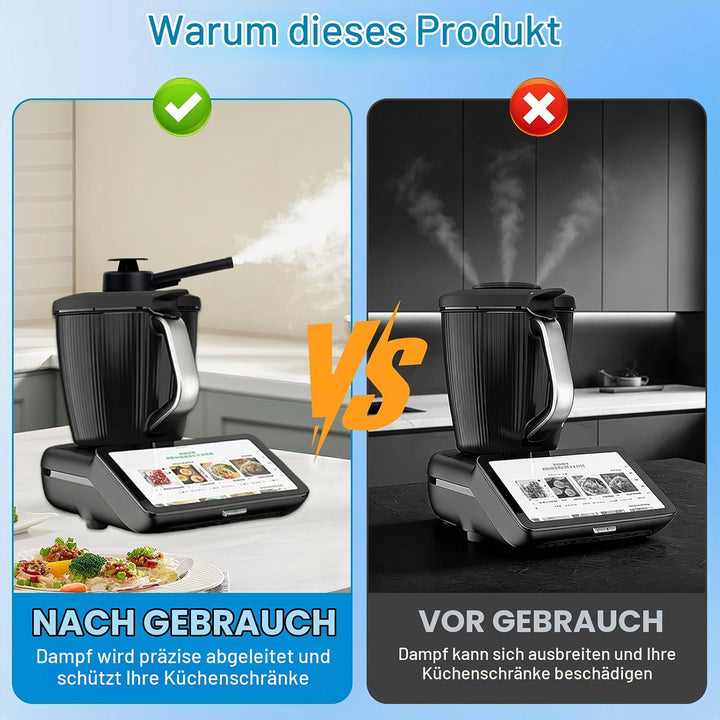 Dampfumleiter kompatibel mit Thermomix TM7 zubehör | 360° Drehbarer Dampfkamin mit Überlaufschutz |