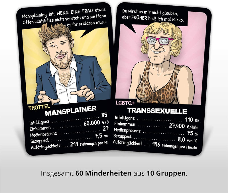 Postillon Games Minderheiten-Quartett, EIN Kartenspiel voller Vorurteile. Der Satire-Klassiker. 100%