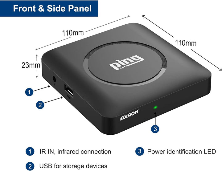 EDISION PING - OTT LINUX RECEIVER H265/HEVC schwarz, Stalker, Xtream, WebTV, Media Player, Wi-Fi on