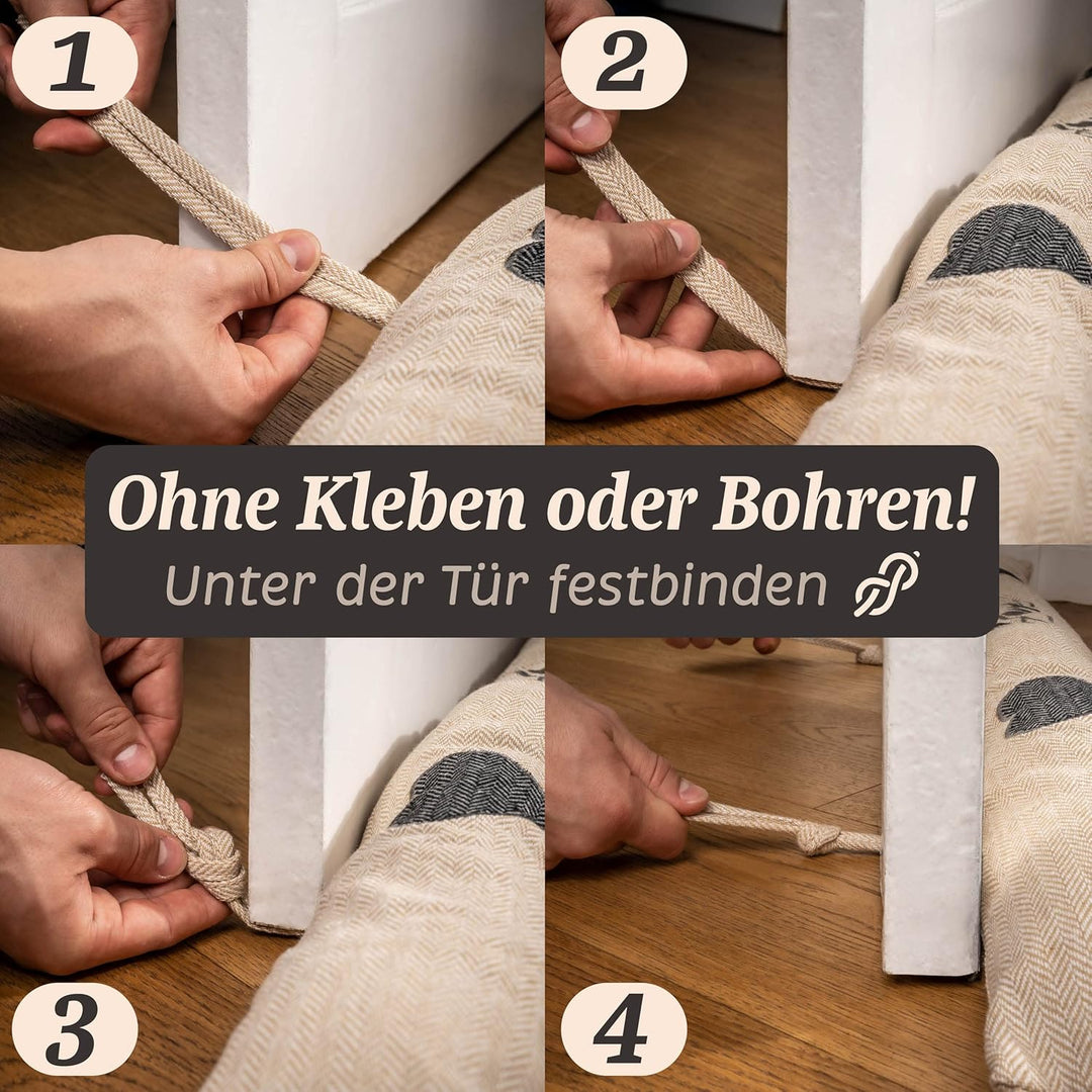 Praknu 2 Stück Zugluftstopper 90cm - Waschbarer Bezug - Energiesparend - Extra Schwer - Für Türen un