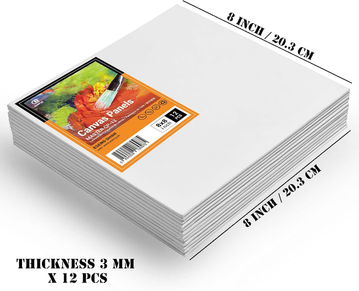 ESENG® Malkarton, 100% Baumwolle, 3mm dick (15.2x15.2 cm | 6x6 Zoll, 18 Stück) 6x6 Zoll | 18 Stück,