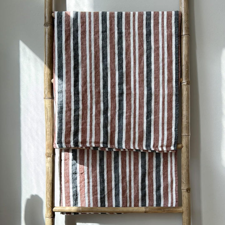 JOWOLLINA Badetuch Saunatuch Strandtuch 100% Leinen Stonewashed Provence (Multistripe Cuba, 88x140 c