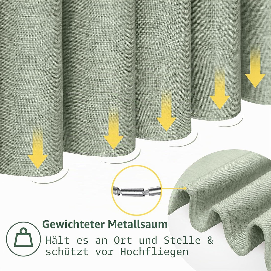 VANZAVANZU Duschvorhang Leinen mit Metall Duschvorhangringe Stoff Textil Badewannenvorhang Anti Schi