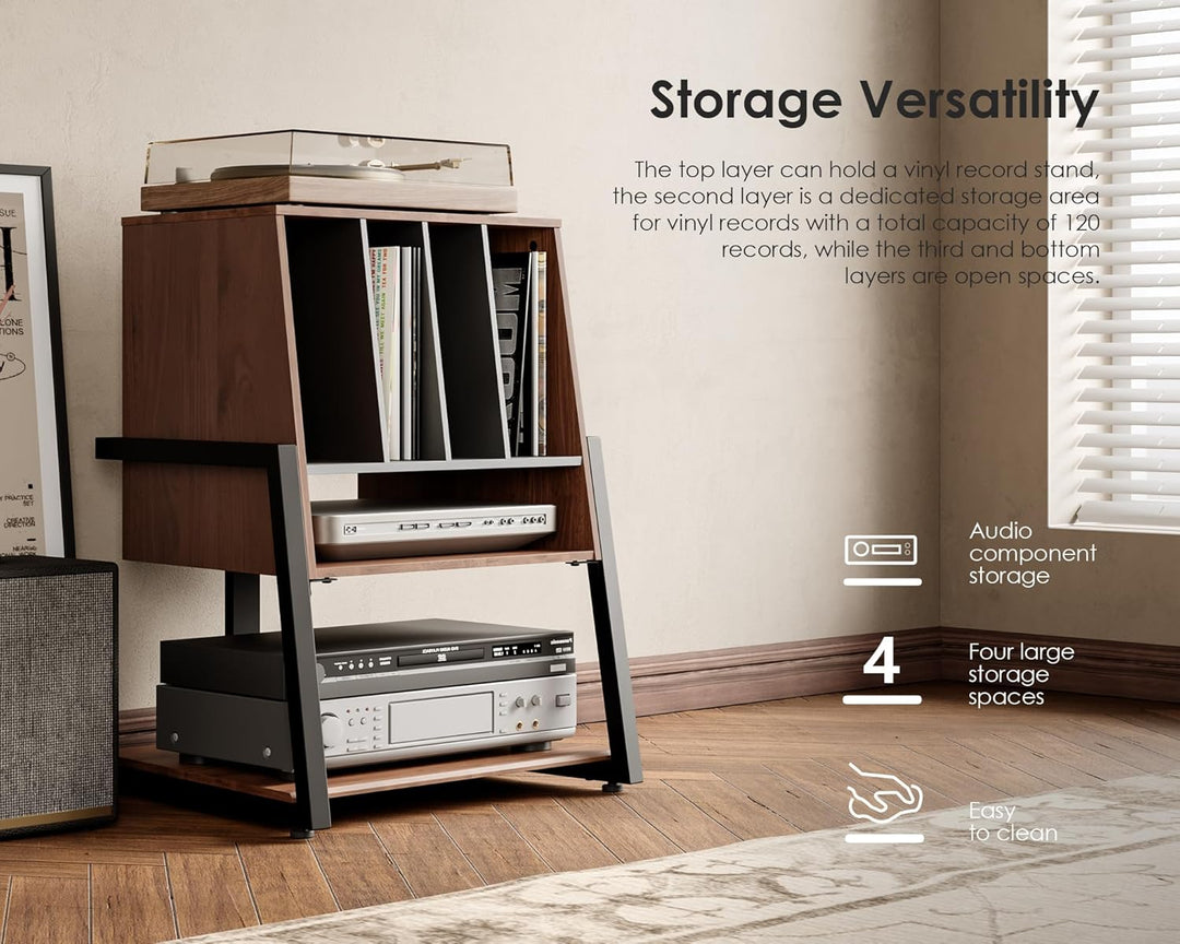 FITUEYES DESIGN Plattenspieler Tisch Hifi Rack Für Plattenspieler Schallplatten Kompaktanlage Platte