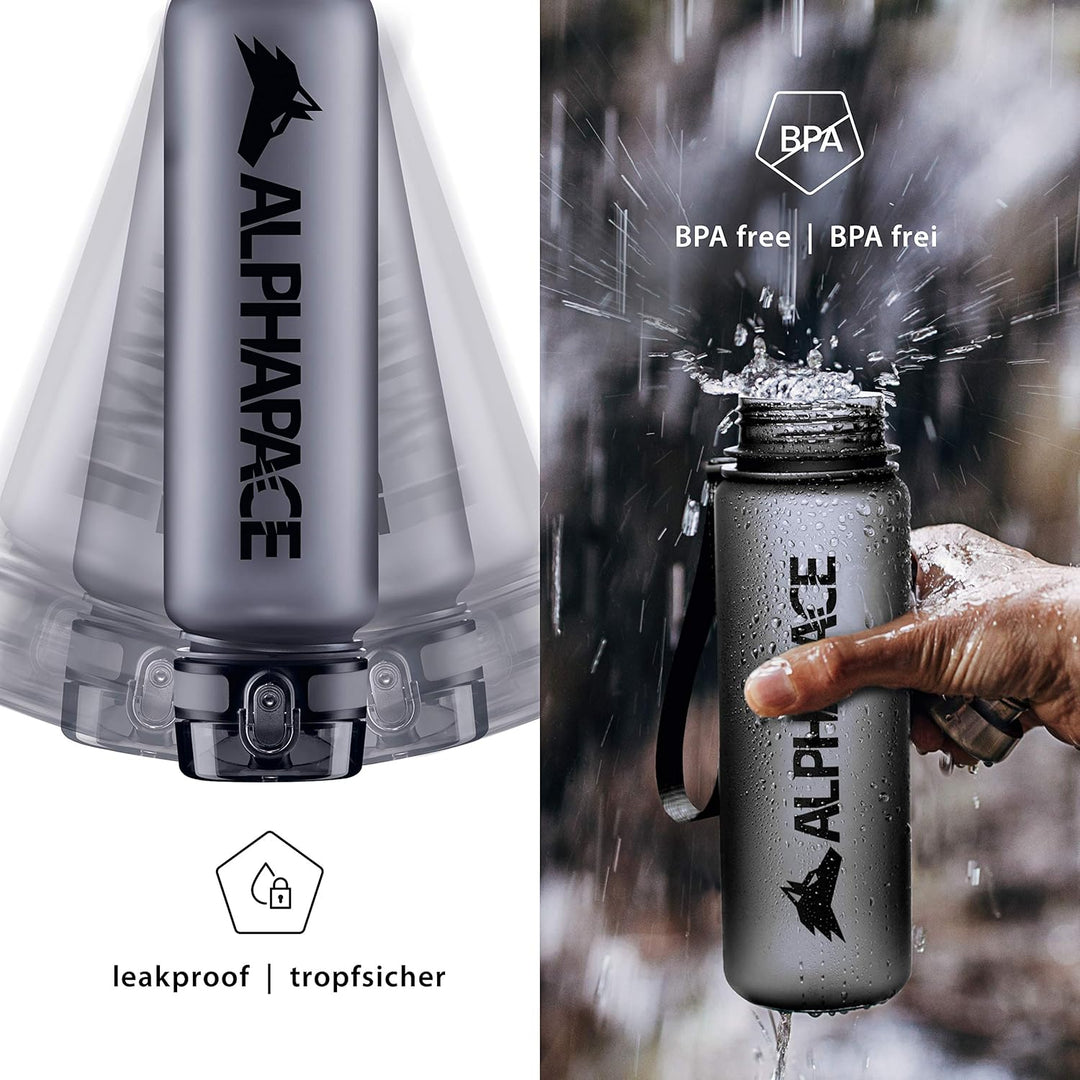 ALPHAPACE Trinkflasche 350ml/500ml/650ml/1.000ml/1.500ml, auslaufsichere Wasserflasche, BPA-freie Fl