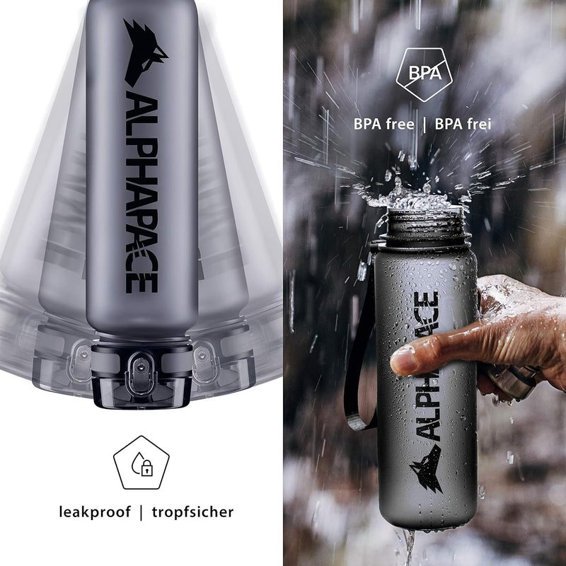 ALPHAPACE Trinkflasche 350ml/500ml/650ml/1.000ml/1.500ml, auslaufsichere Wasserflasche, BPA-freie Fl